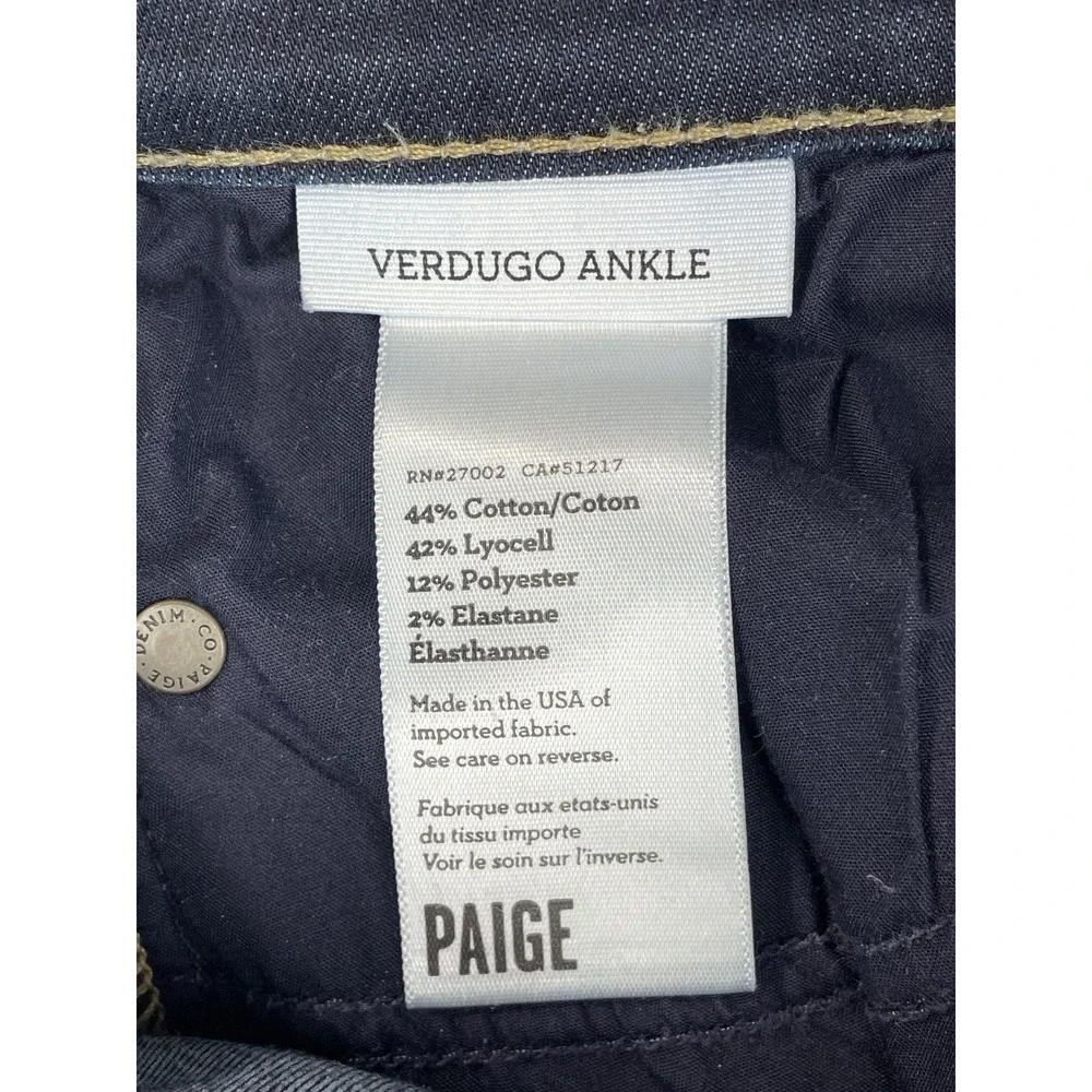 Paige Verdugo Ankle‎ Jeans Women's 30 Dark Wash Skinny Stretch Denim USA